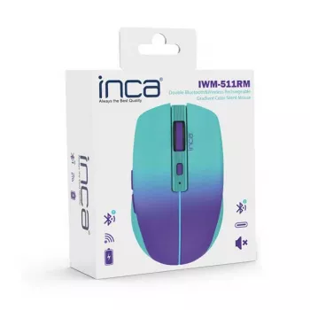 INCA mouse wireless Iwm-511rm – RF wireless + Bluetooth + USB Type-C – 1600 dpi – 6 tasti – verde viola