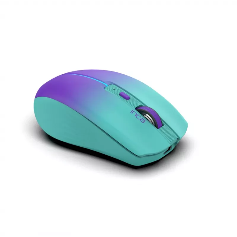 INCA mouse wireless Iwm-511rm – RF wireless + Bluetooth + USB Type-C – 1600 dpi – 6 tasti – verde viola