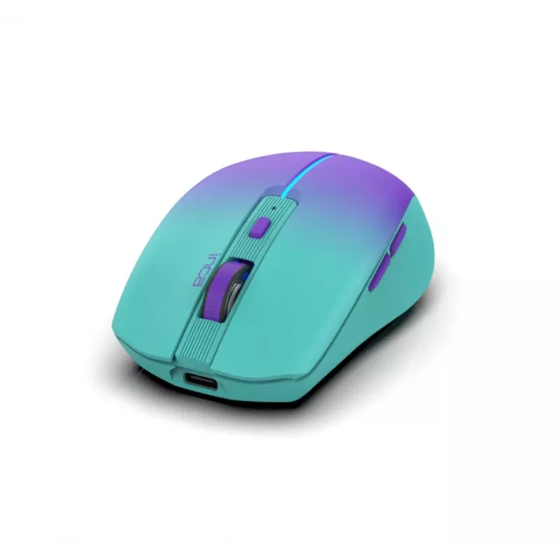 INCA mouse wireless Iwm-511rm – RF wireless + Bluetooth + USB Type-C – 1600 dpi – 6 tasti – verde viola
