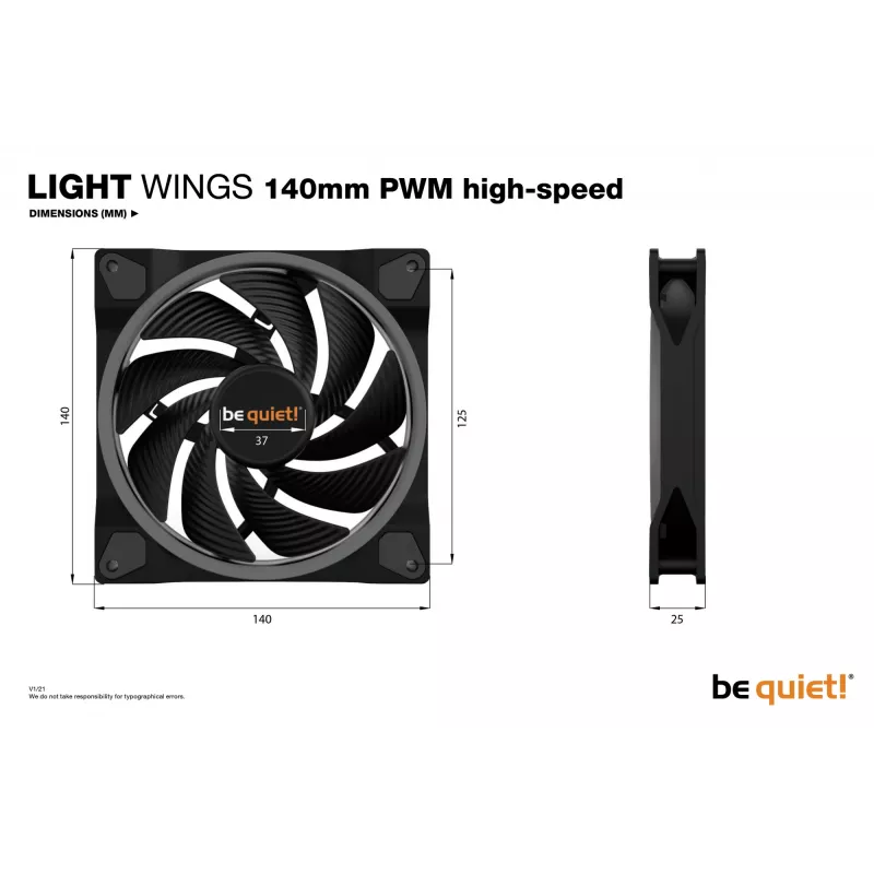be quiet Light Wings ventola 140mm ARGB PWM High-Speed nero confezione da 3