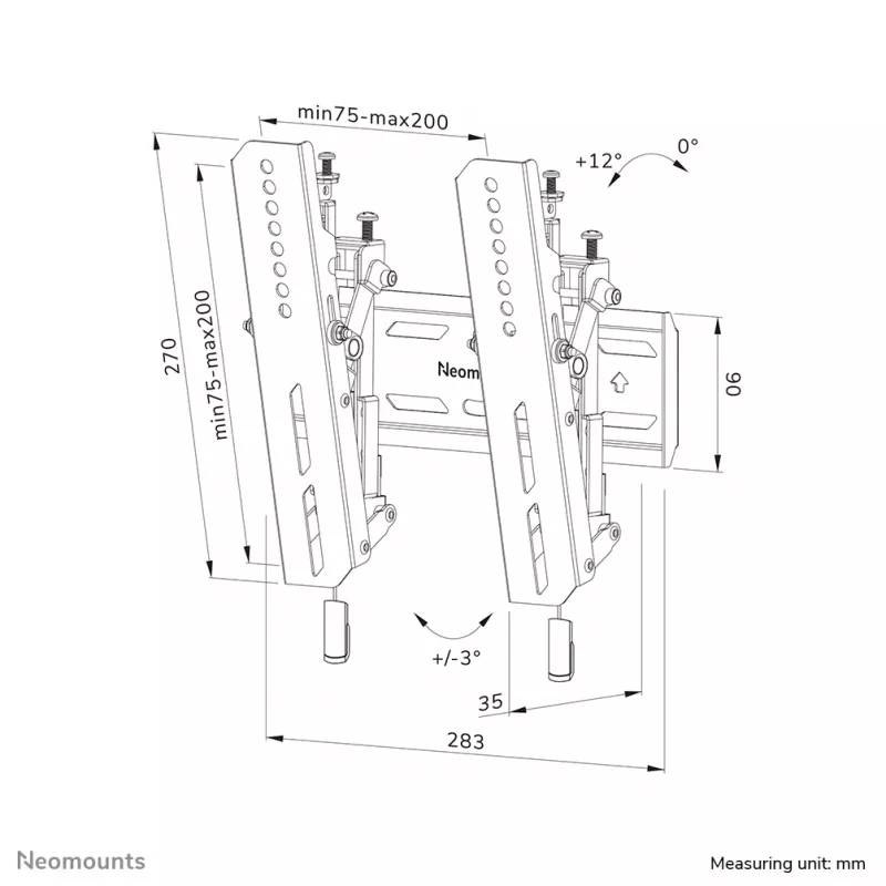 Neomounts WL35S-850BL12 supporto a parete TV 24-65 pollici - inclinabile - bloccabile - montaggio rapido