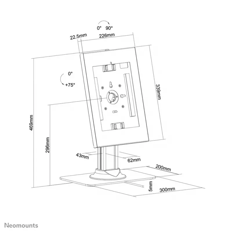 Supporto tablet da banco Neomounts DS15-650WH1 dimensione massima schermo 27,9 cm