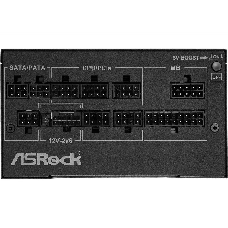 Alimentatore ASRock Phantom Gaming PG-1000G 750 W, ATX 20+4 Pin, 80 PLUS Gold, ventola 135 mm, completamente modulare, nero