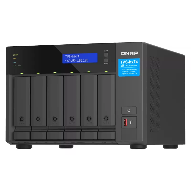 QNAP TVS-H674T-I5-32G NAS/server di storage Tower Intel® Core™ i5 i5-12400 32 GB DDR4 HDD QNAP QTS nero