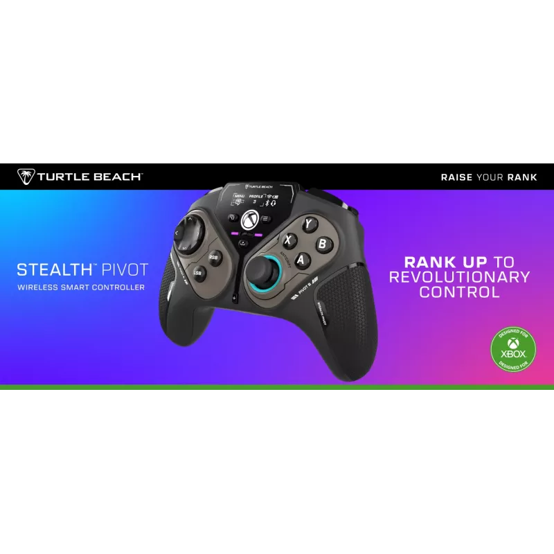 Turtle Beach Stealth Pivot controller di gioco wireless smart con moduli rotanti, display dashboard, stick a effetto Hall, tasti riprogrammabili per Windows-PC, Xbox Series X|S e Xbox One