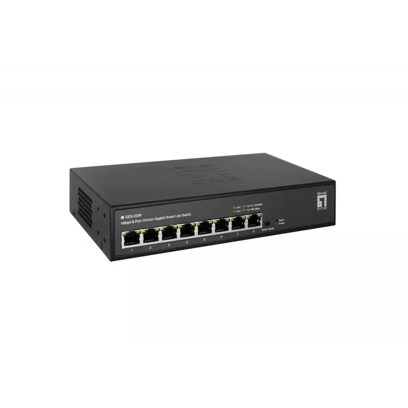 Switch LevelOne Hilbert 10 inch 8-Port Gigabit Smart Lite, 8 x Gigabit RJ45 (10/100/1000)