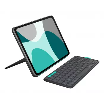 Custodia con tastiera Logitech Flip Folio QWERTZ tedesco per iPad Pro/Air 11 pollici, Bluetooth, grafite, batteria 90 mAh