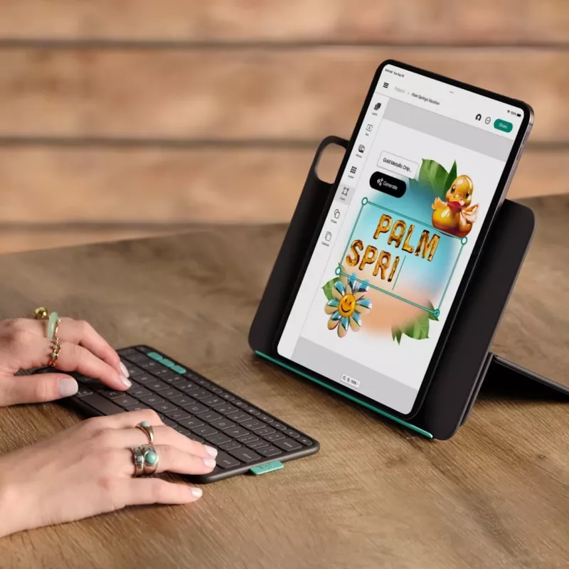 Custodia con tastiera Logitech Flip Folio QWERTZ tedesco per iPad Pro/Air 11 pollici, Bluetooth, grafite, batteria 90 mAh