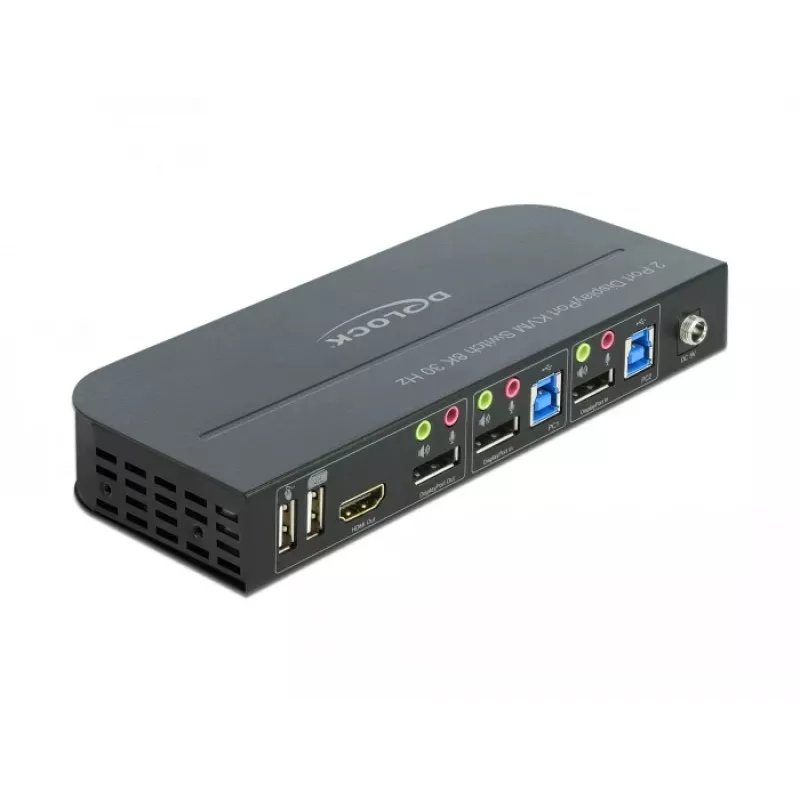 Switch KVM DELOCK DisplayPort 1.4 8K 30Hz USB 3.0 + audio