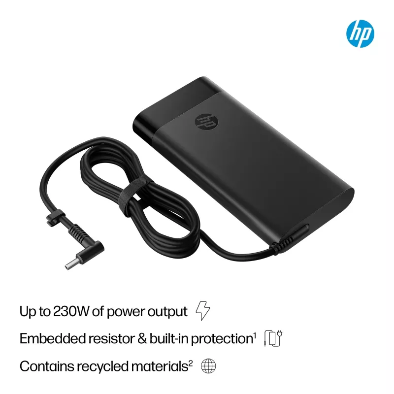 Alimentatore CA HP Smart da 230 W (AQ9X8AA) per laptop, per interni, ingresso 115 V, 4,5 mm, spina EU, nero