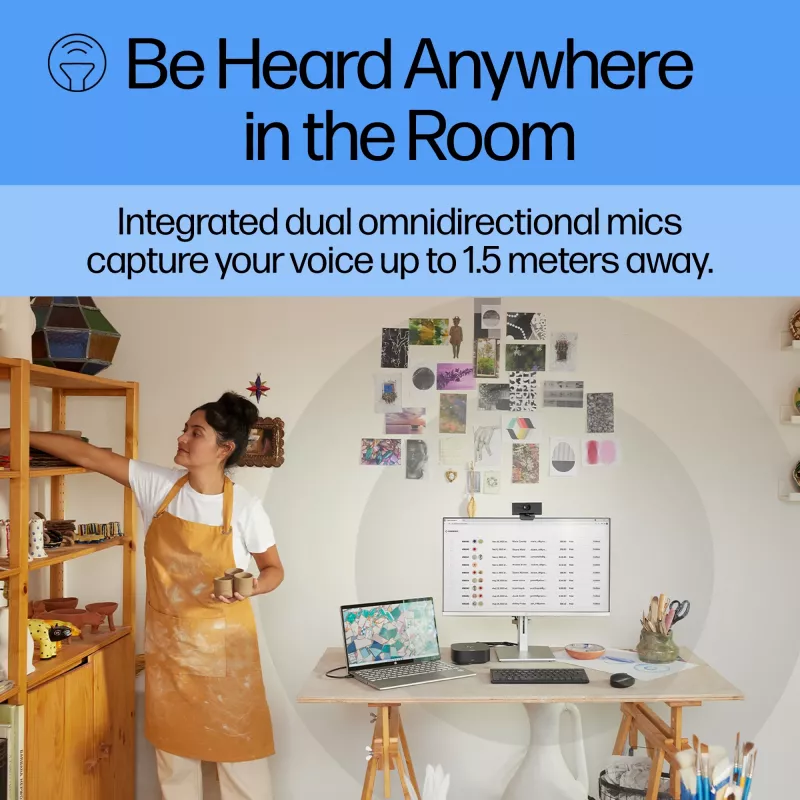 Webcam HP 620 FHD, 4 MP, 1920 x 1080 pixel, Full HD, 60 fps, 720p, 1080p, 5x