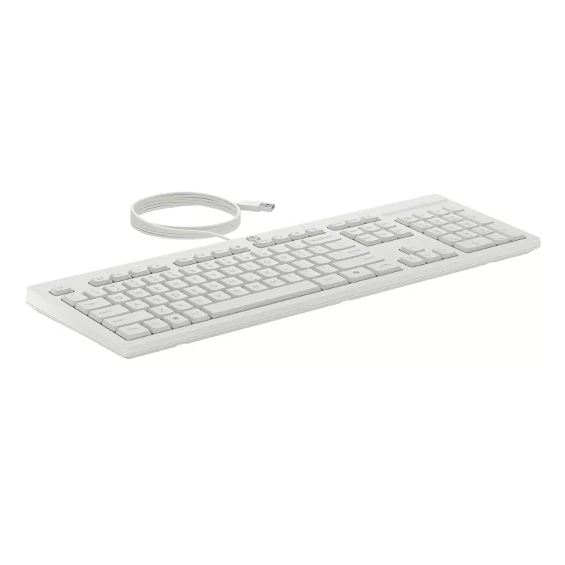 Set mouse e tastiera cablato HP 225, formato completo (100%), cablato, USB, bianco, mouse incluso
