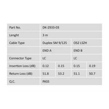 DIGITUS cavo patch in fibra ottica, LC su LC OS2, Singlemode 09/125 µ, duplex, lunghezza 3 m