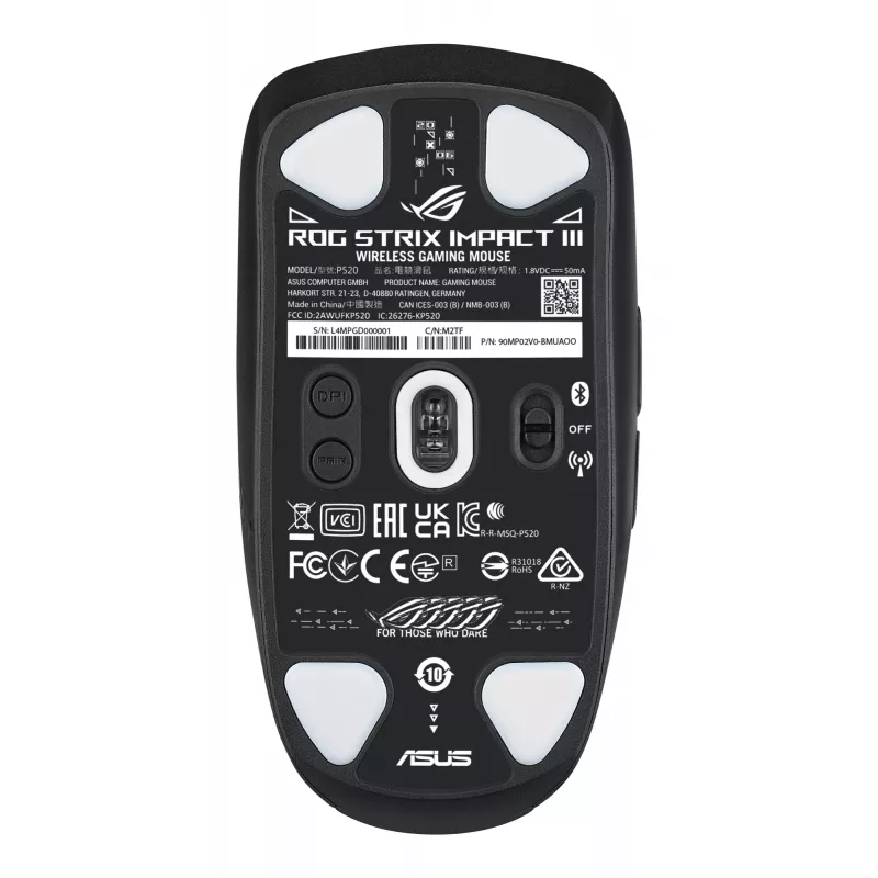 ASUS ROG Strix Impact III Wireless mouse gaming ambidestro RF Wireless + Bluetooth ottico 36000 DPI