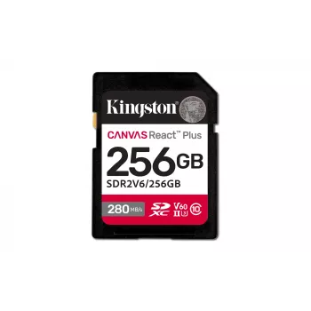 Kingston Technology 256GB Canvas React Plus SDXC UHS-II 280R/150W U3 V60 per Full HD/4K