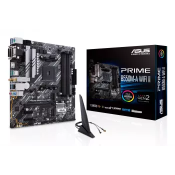 Scheda madre ASUS PRIME B550M-A WIFI II micro ATX — AMD B550, socket AM4, DDR4, 4 DIMM, Wi‑Fi 6, Bluetooth 5.2, 2x M.2, HDMI 2.1