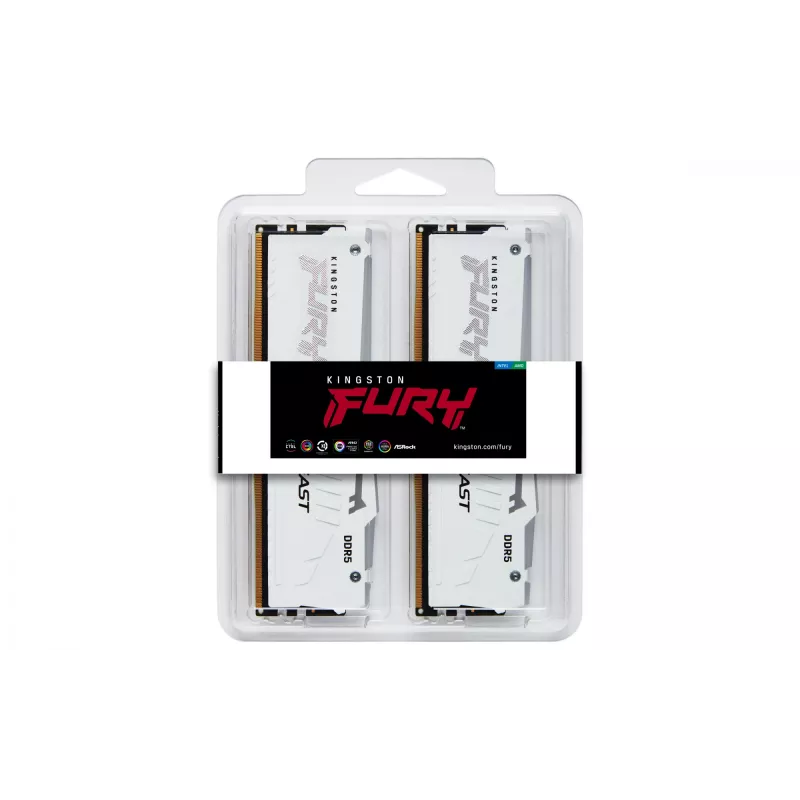 Kingston Technology FURY Beast 64GB 6000MT/s DDR5 CL36 DIMM (Kit da 2) bianco RGB EXPO