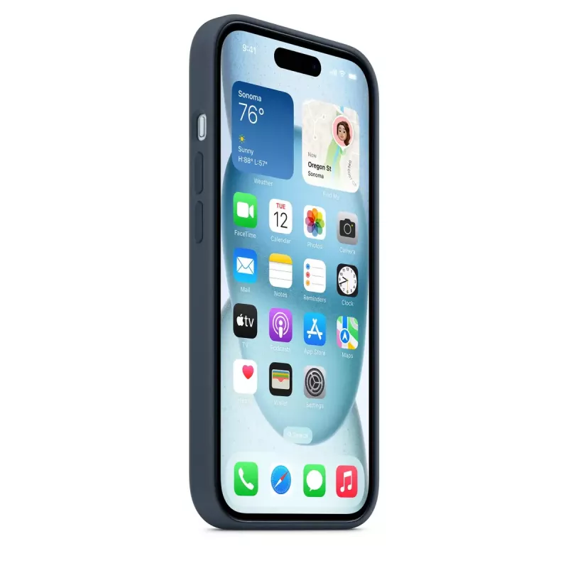 Cover Apple iPhone 15 in silicone con MagSafe Storm Blue