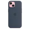 Cover Apple iPhone 15 in silicone con MagSafe Storm Blue