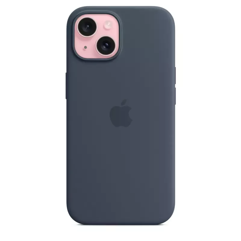 Cover Apple iPhone 15 in silicone con MagSafe Storm Blue