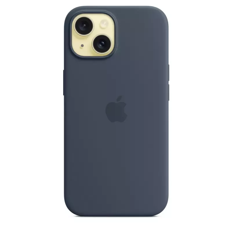 Cover Apple iPhone 15 in silicone con MagSafe Storm Blue