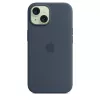 Cover Apple iPhone 15 in silicone con MagSafe Storm Blue