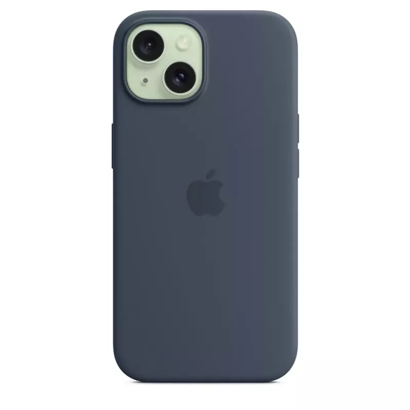 Cover Apple iPhone 15 in silicone con MagSafe Storm Blue
