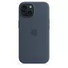 Cover Apple iPhone 15 in silicone con MagSafe Storm Blue