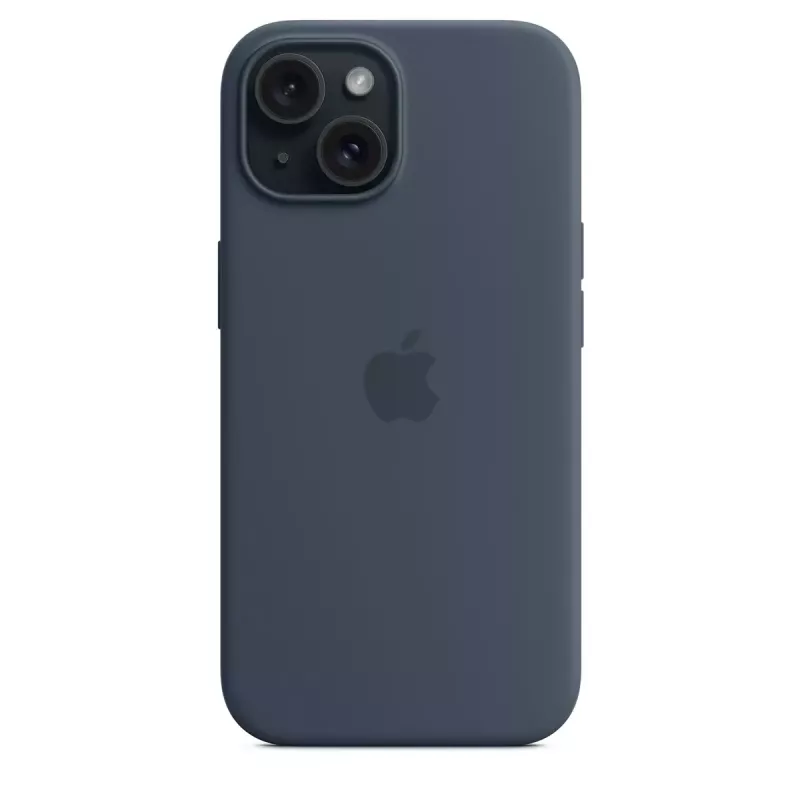 Cover Apple iPhone 15 in silicone con MagSafe Storm Blue
