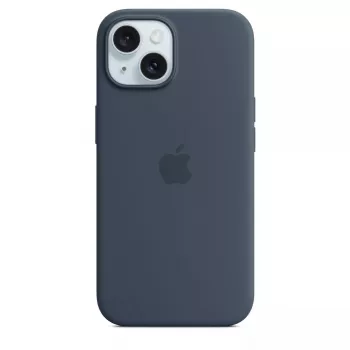 Cover Apple iPhone 15 in silicone con MagSafe Storm Blue