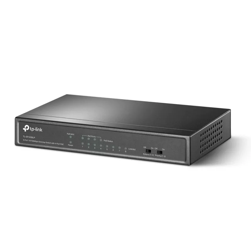 Switch di rete TP-Link TL-SF1008LP Unmanaged Fast Ethernet (10/100) Power over Ethernet (PoE) Nero