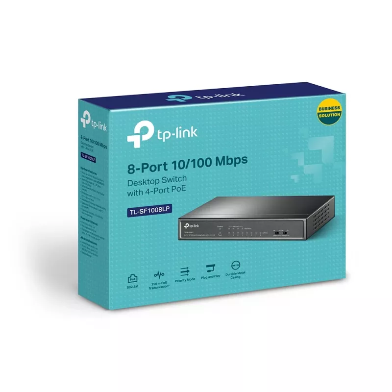 Switch di rete TP-Link TL-SF1008LP Unmanaged Fast Ethernet (10/100) Power over Ethernet (PoE) Nero