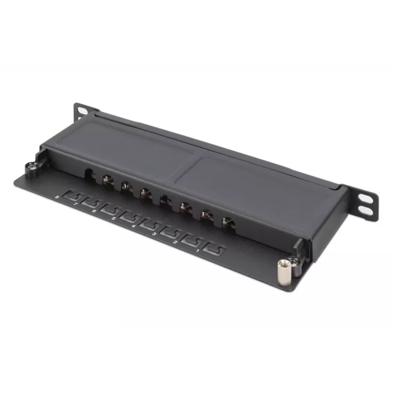 Patch panel DIGITUS CAT6A schermato, 8 porte 1/2U, installazione rack 10