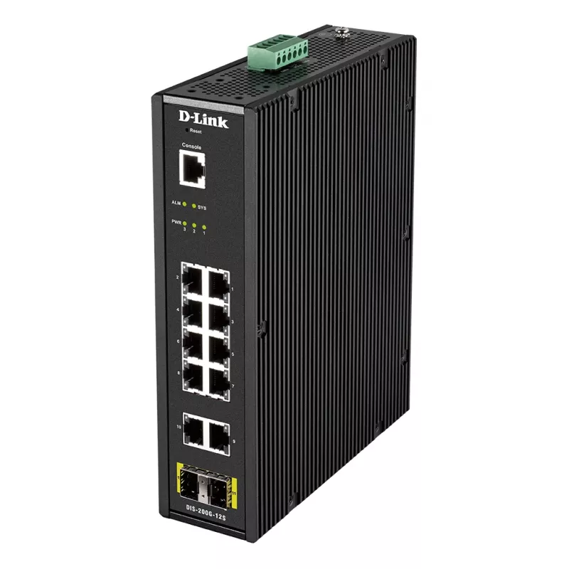 D-Link Switch industrial smart managed L2 a 12 porte con 10 x 1GBaseT(X) & 2 x SFP