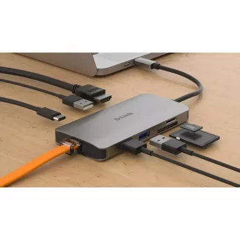 D-Link hub USB-C 8 in 1 con HDMI/Ethernet/lettore di schede/Power Delivery