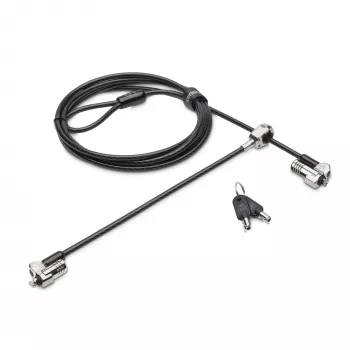 Kensington NanoSaver Keyed Dual Head Lucchetto per laptop, 1,8 m, Kensington, chiave, acciaio al carbonio, nero, acciaio inossidabile