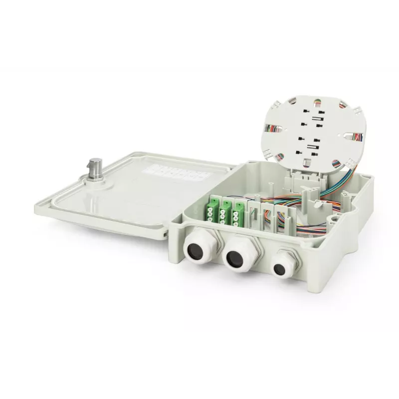 DIGITUS Box di distribuzione FTTH - Singlemode LC-APC adattatori e pigtail preassemblati