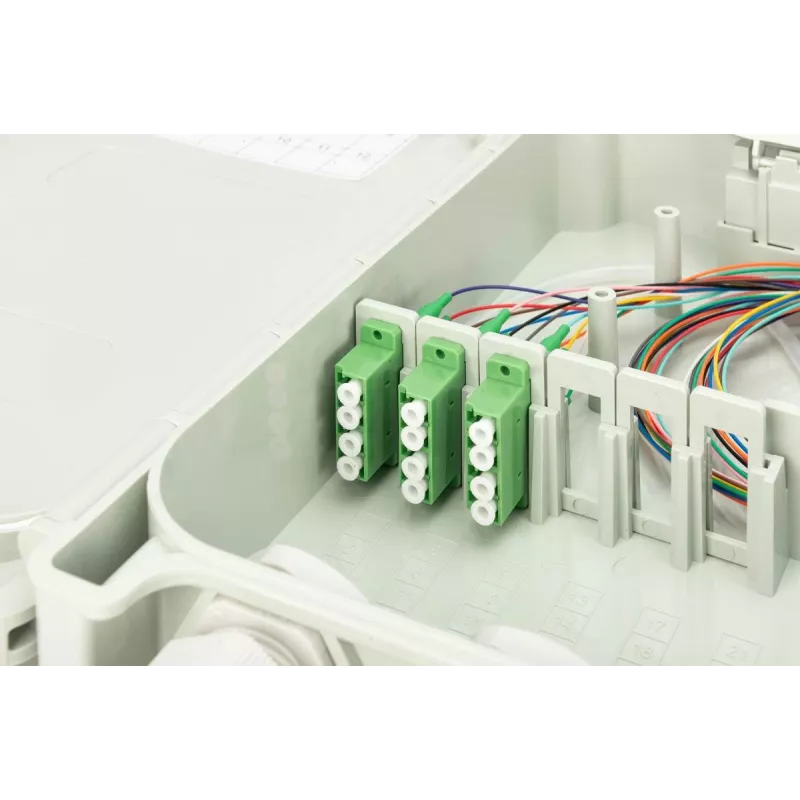 DIGITUS Box di distribuzione FTTH - Singlemode LC-APC adattatori e pigtail preassemblati