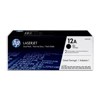 HP 12A confezione da 2 cartucce toner LaserJet originali nero, 4000 pagine, nero, 2 pezzi