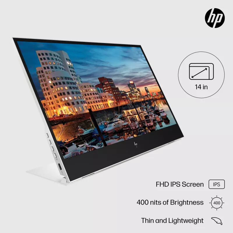 HP E-Series E14 G4 Monitor portatile, 35,6 cm (14 inch), 1920 x 1080 pixel, Full HD, LCD, 5 ms, argento