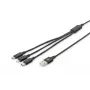 DIGITUS Cavo di ricarica 3-in-1 USB-A – Lightning + Micro-B + Type-C 1 m