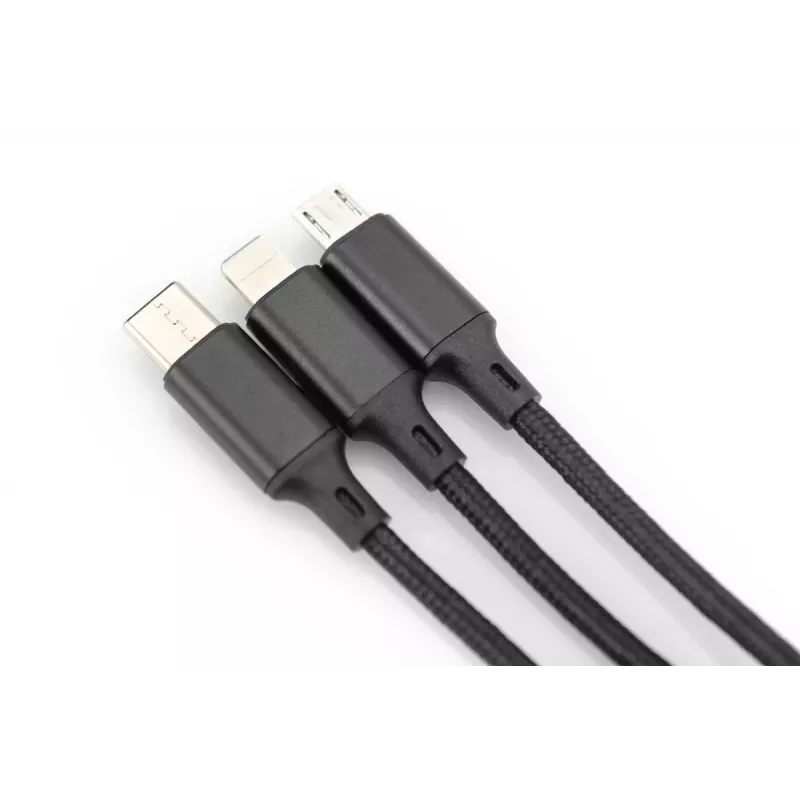 DIGITUS Cavo di ricarica 3-in-1 USB-A – Lightning + Micro-B + Type-C 1 m