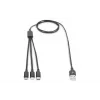 DIGITUS Cavo di ricarica 3-in-1 USB-A – Lightning + Micro-B + Type-C 1 m