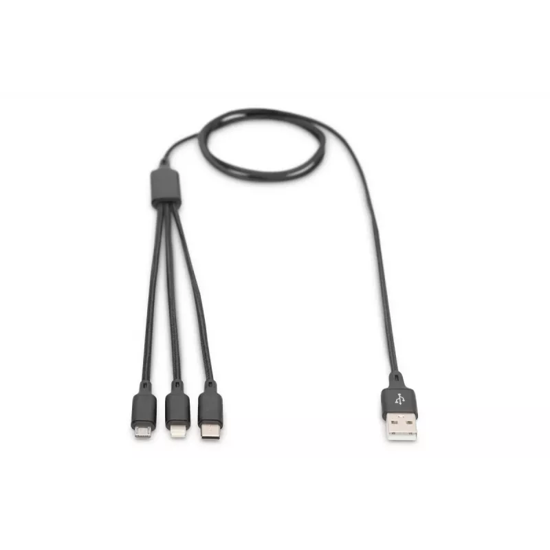DIGITUS Cavo di ricarica 3-in-1 USB-A – Lightning + Micro-B + Type-C 1 m