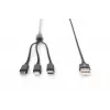 DIGITUS Cavo di ricarica 3-in-1 USB-A – Lightning + Micro-B + Type-C 1 m