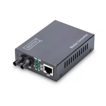DIGITUS Convertitore multimediale, Multimode 10/100Base-TX su 100Base-FX, incl. alimentatore, connettore maschio ST, fino a 2 km