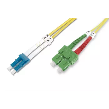 DIGITUS cavo patch in fibra ottica SC (APC) su LC (PC), monomodale 09/125 µ, duplex lunghezza 3m