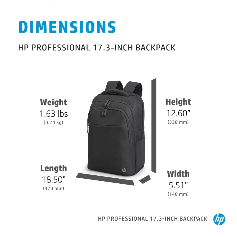 Zaino HP Professional 17,3 pollici, zaino, 740 g