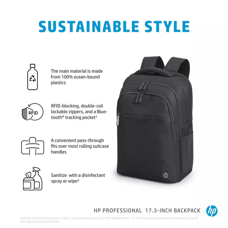 Zaino HP Professional 17,3 pollici, zaino, 740 g