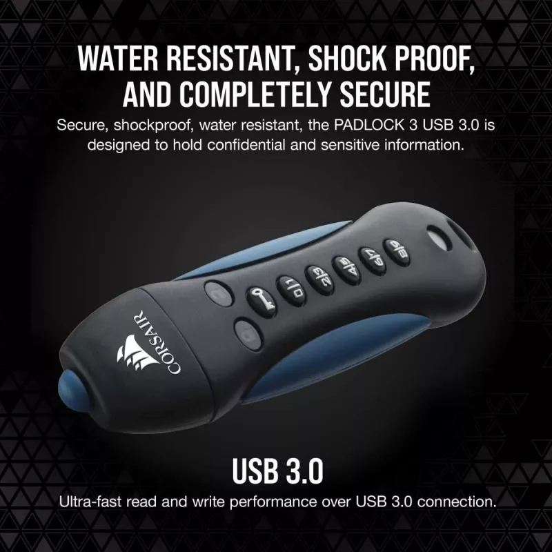 CORSAIR Flash Padlock 3 Secure – 256 GB – Chiavetta USB – USB 3.0